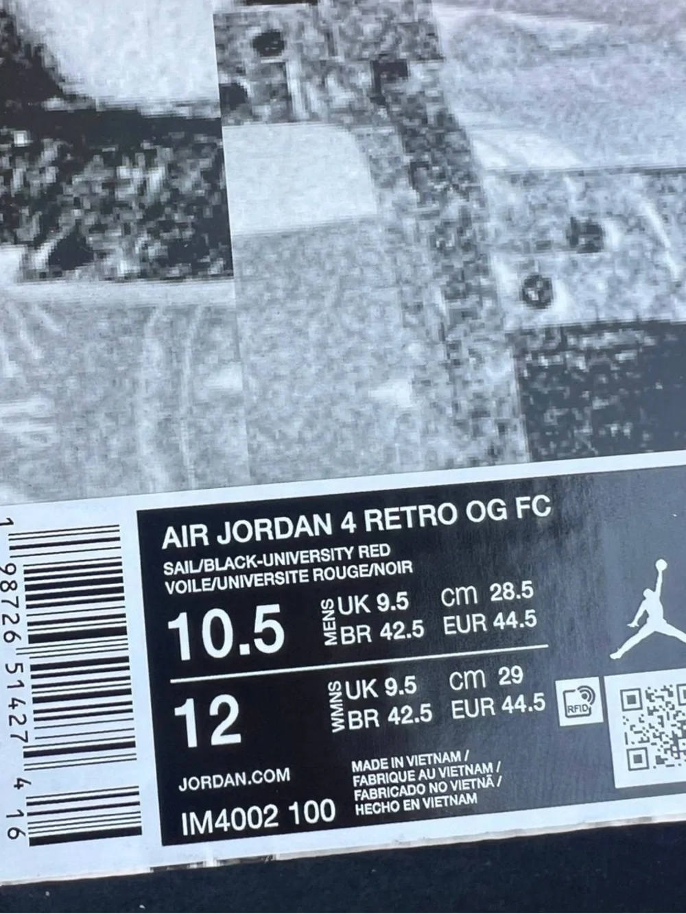 Air Jordan 4 Retro OG “Flight Club” Sail Black Red Men’s Size 10.5/11 IM4002-100